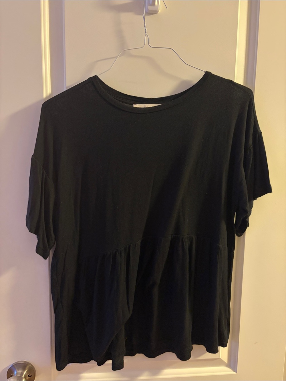 LOFT Black Short-Sleeve Peplum Tee